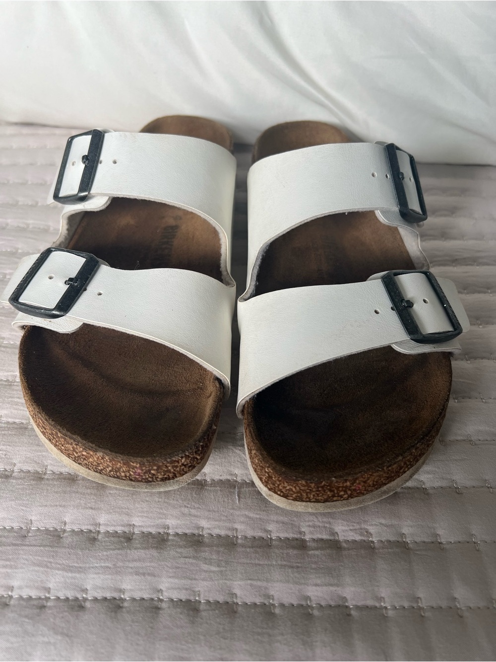 Birkenstock white Suede Footbed Slide